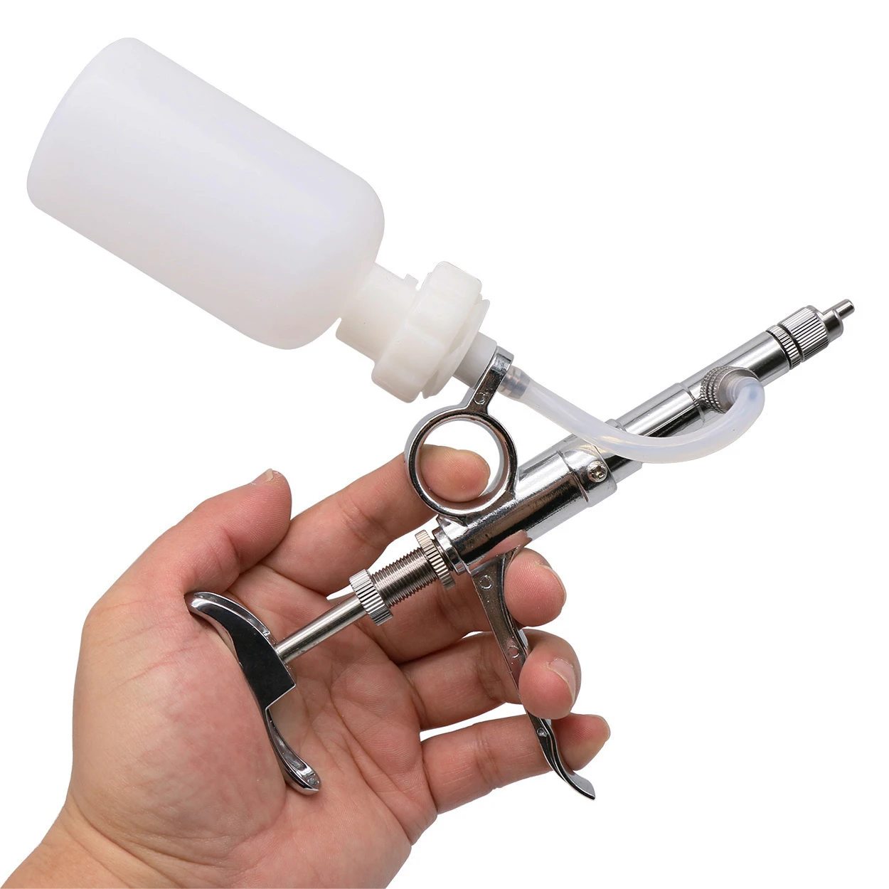 Veterinary Equipment 2ml Automatic Cattle Sheep Pig Poultry Vaccination Injector Syringe with Bottle