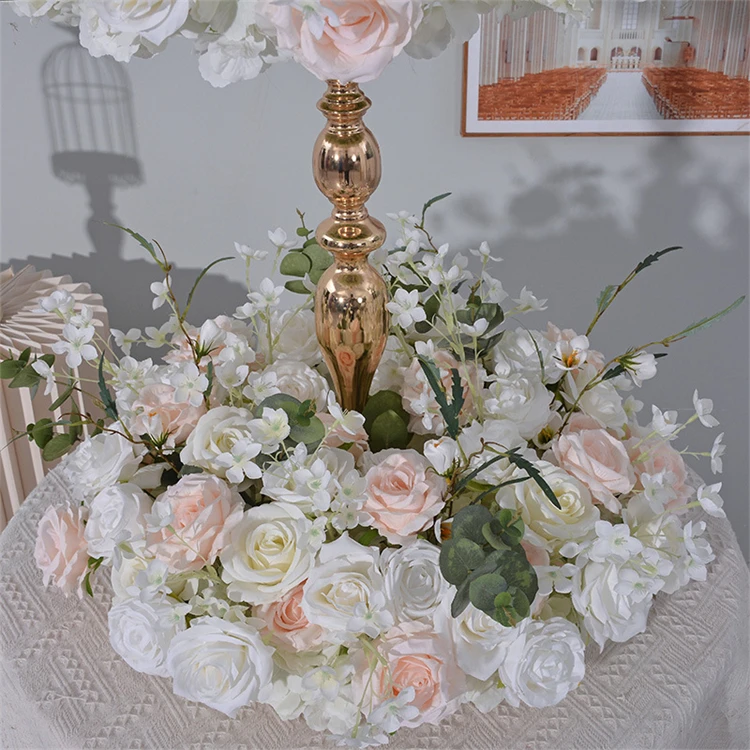 Decorative Artificial Flower Ball White and Pink Table Centerpiece Orchid Rose Flower Ball for Party Wedding Banquet Decoration