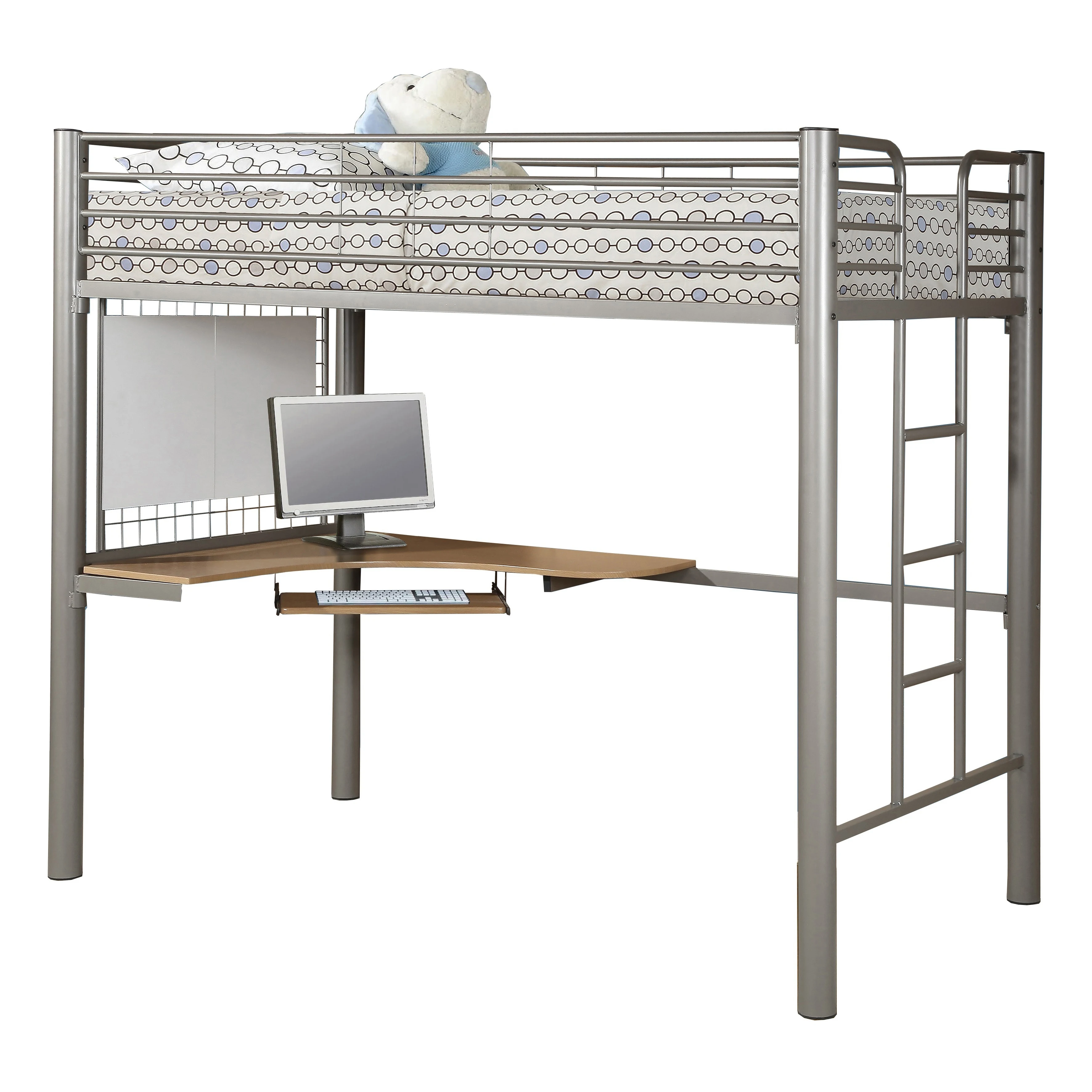 Space Saving Dormitory Adult  Metal Bunk Bed with Desk
