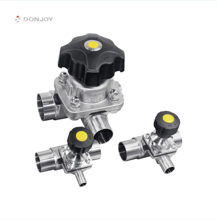 DONJOY manual tee 3 way diaphragm valve stainless steel diaphragm valve sanitary diaphragm valve for pharmaceutical industry