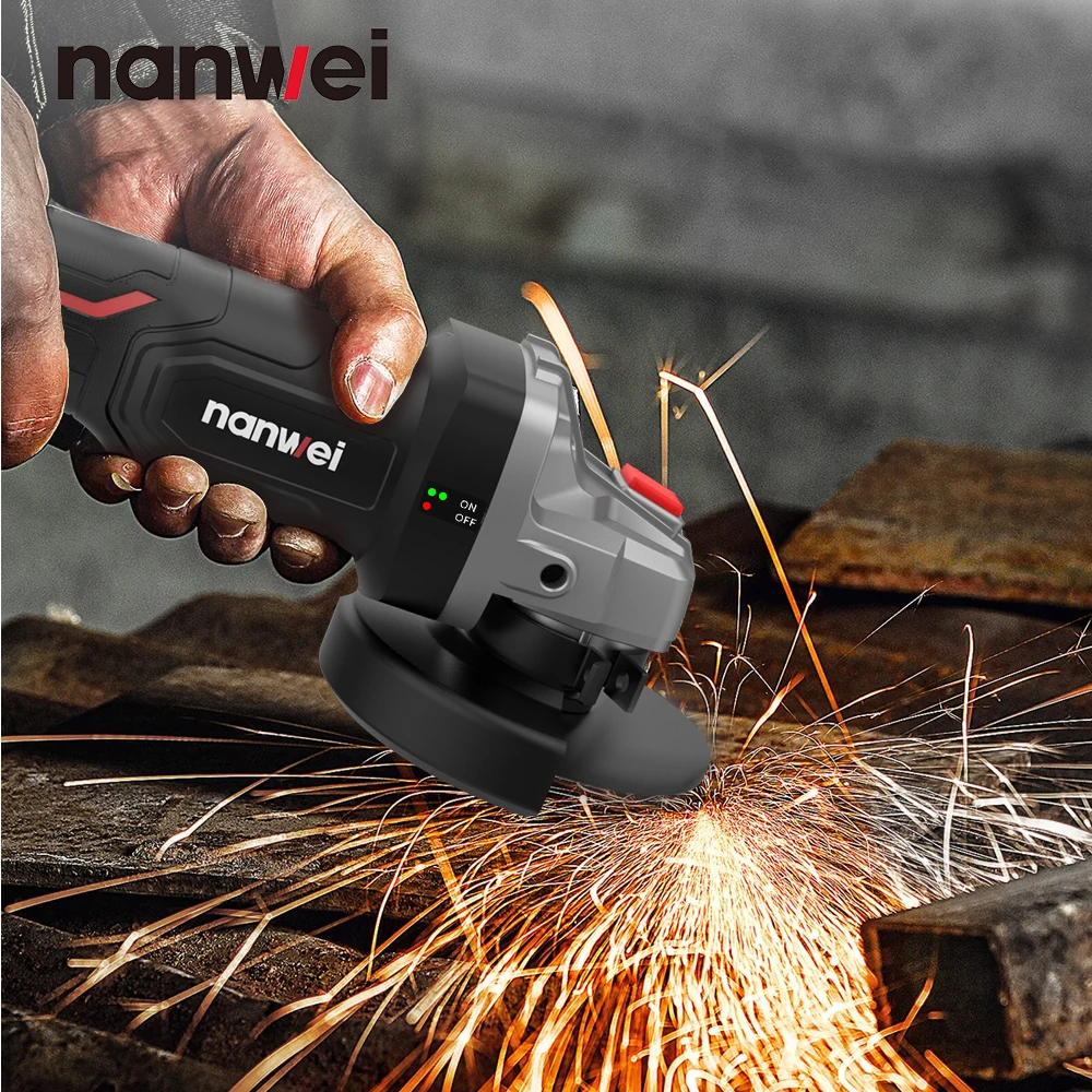 NANWEI 125 мм Угловая шлифовальная машина 5000-9000 rpm с бесщеточным двигателем 21