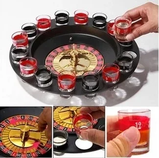 YIZHI Drinking Games Set Adult Party With Glass Shots Adult Buzzed Game Drinker 16 Shot Russian Roulette Spinning Game Set