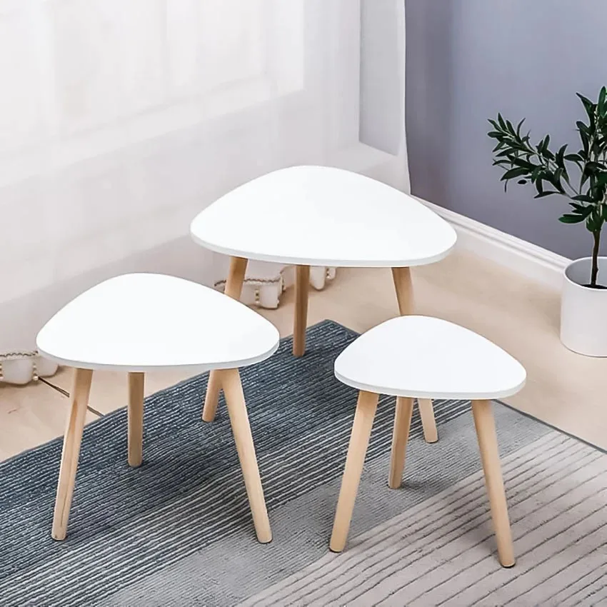 Arabic Style Modern Mini Triangle Mdf Sofa Corner Tea Table Japanese Baby Bedroom Low Coffee Antique Wooden Nesting Side Table