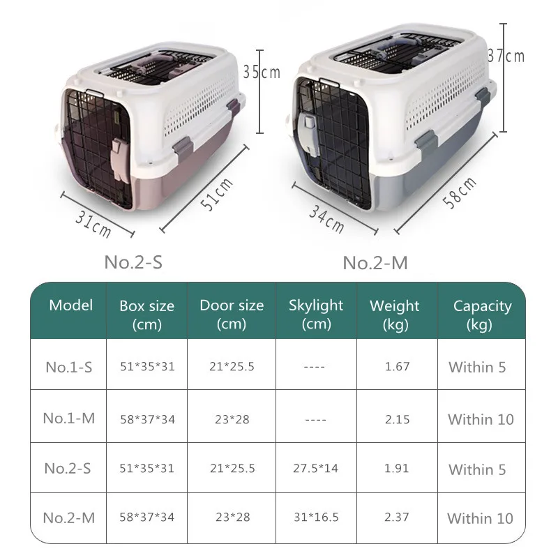 Airline approved pet travel carrier box portable breathable outdoor large plastic pet dog cat transport cage pet supplies