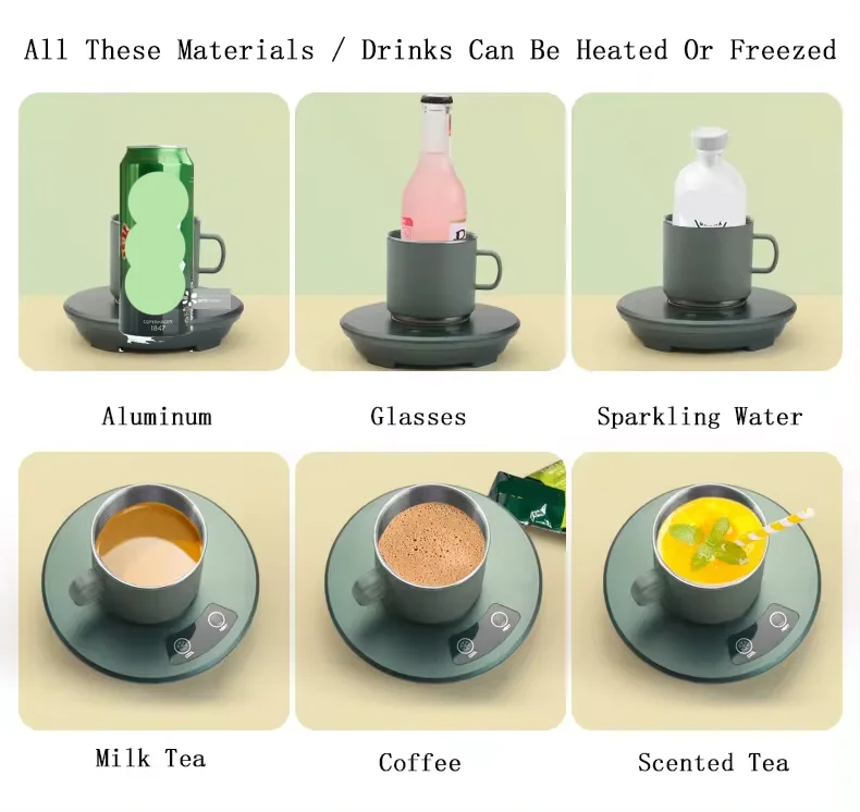 2 in 1 Quick Cooling and Heating Smart Coaster Electric USB Mug Cooler Mug Warmer with Cup for Drinking