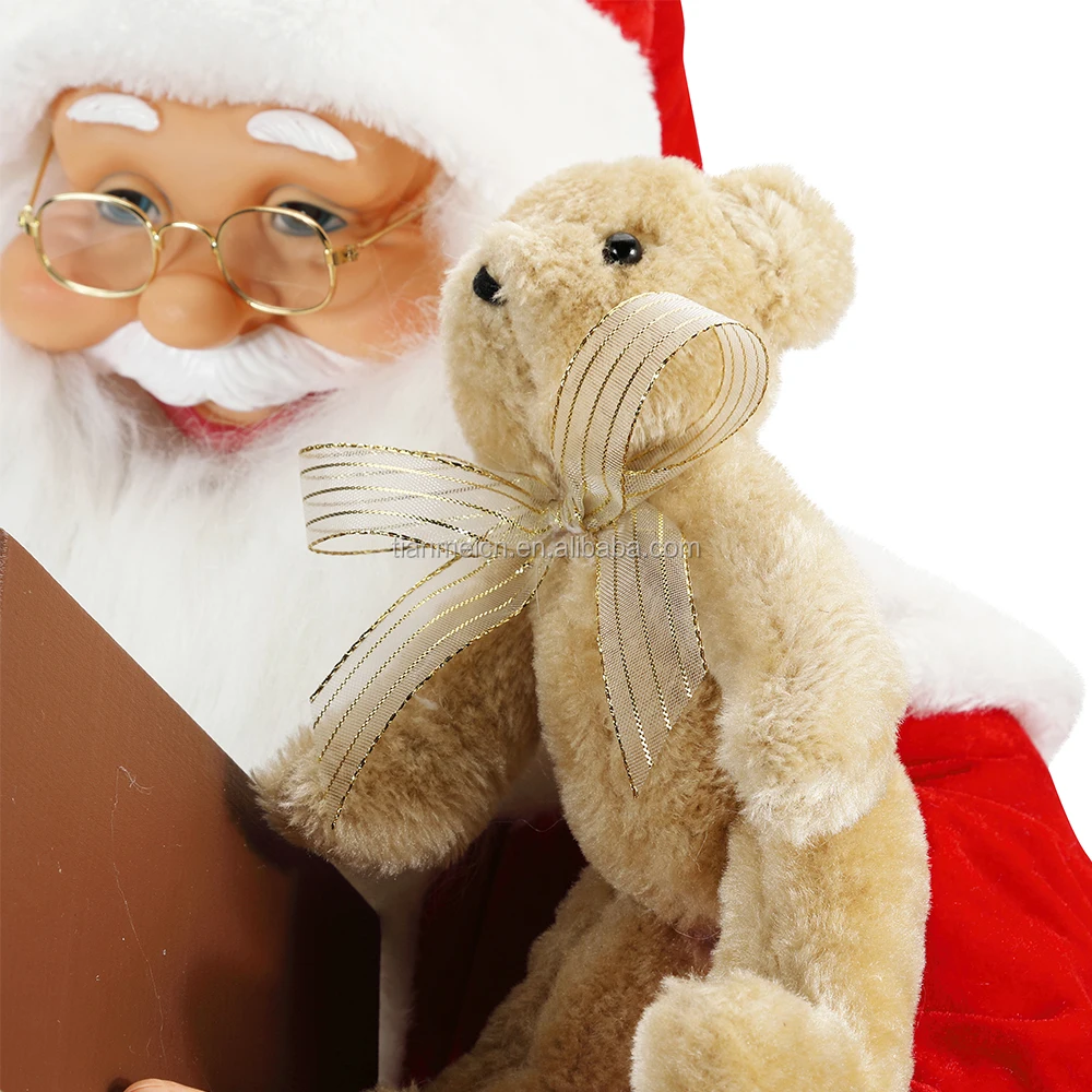 christmas decoration music Animated custom Christmas plush big Santa Claus Ornament large santa claus xmas Figurine navidad xmas