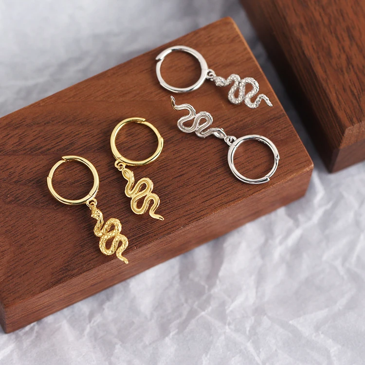18k gold jewelry snake earrings sterling silver 925 earrings for girls and boys