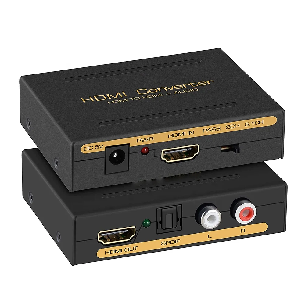 OZV8-2 1080P 4K HDMI to HDMI Optical Toslink SPDIF RCA L/R Stereo Analog Audio Converter 5.1 Decoder Extractor Splitter Adapter