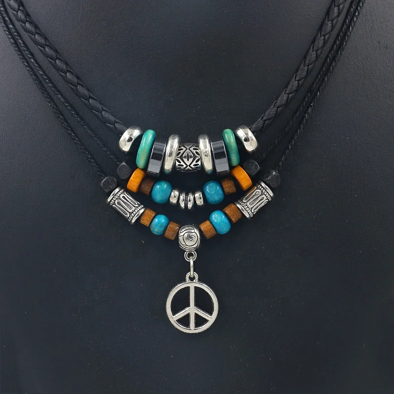 New Jewelry Retro Bohemian National Style Multi Layer Color Wood Bead Necklace Long Fashion Sweater Chain