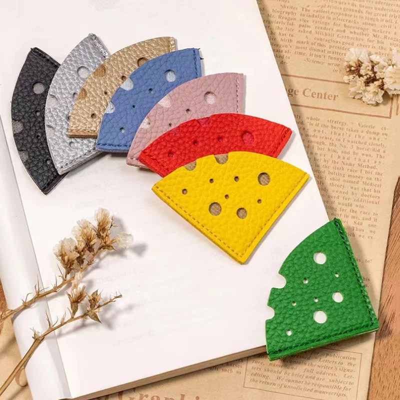 Cheese Bookmarks Kids Gift Mini Corner Page Markers PU Leather Cute Bookmark Office Bookmark for Teachers Students