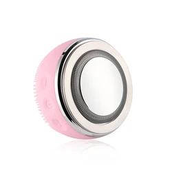 4 LED Color Light Skin Care EMS Vibration Exfoliate Sonic Silicone Facial Cleansing Brush