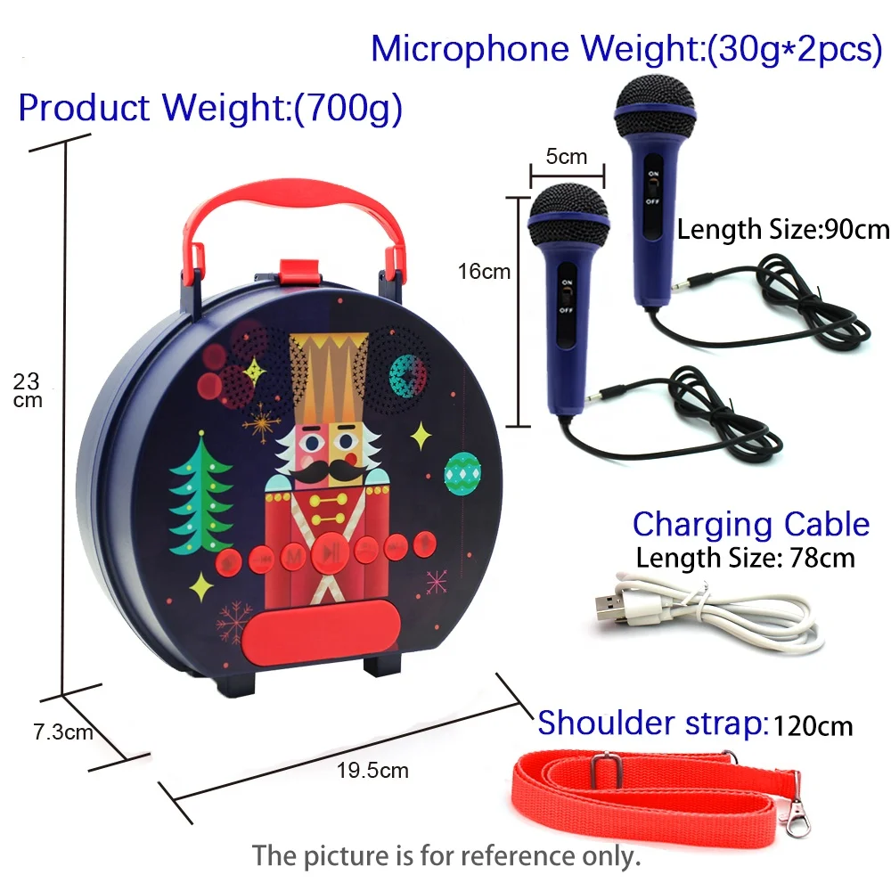 2022 New Arrival Qys-308 Kids Karaoke Singing Machine Speaker With 2 Microphones Adjustable Strap Music Singing Play Machine Set