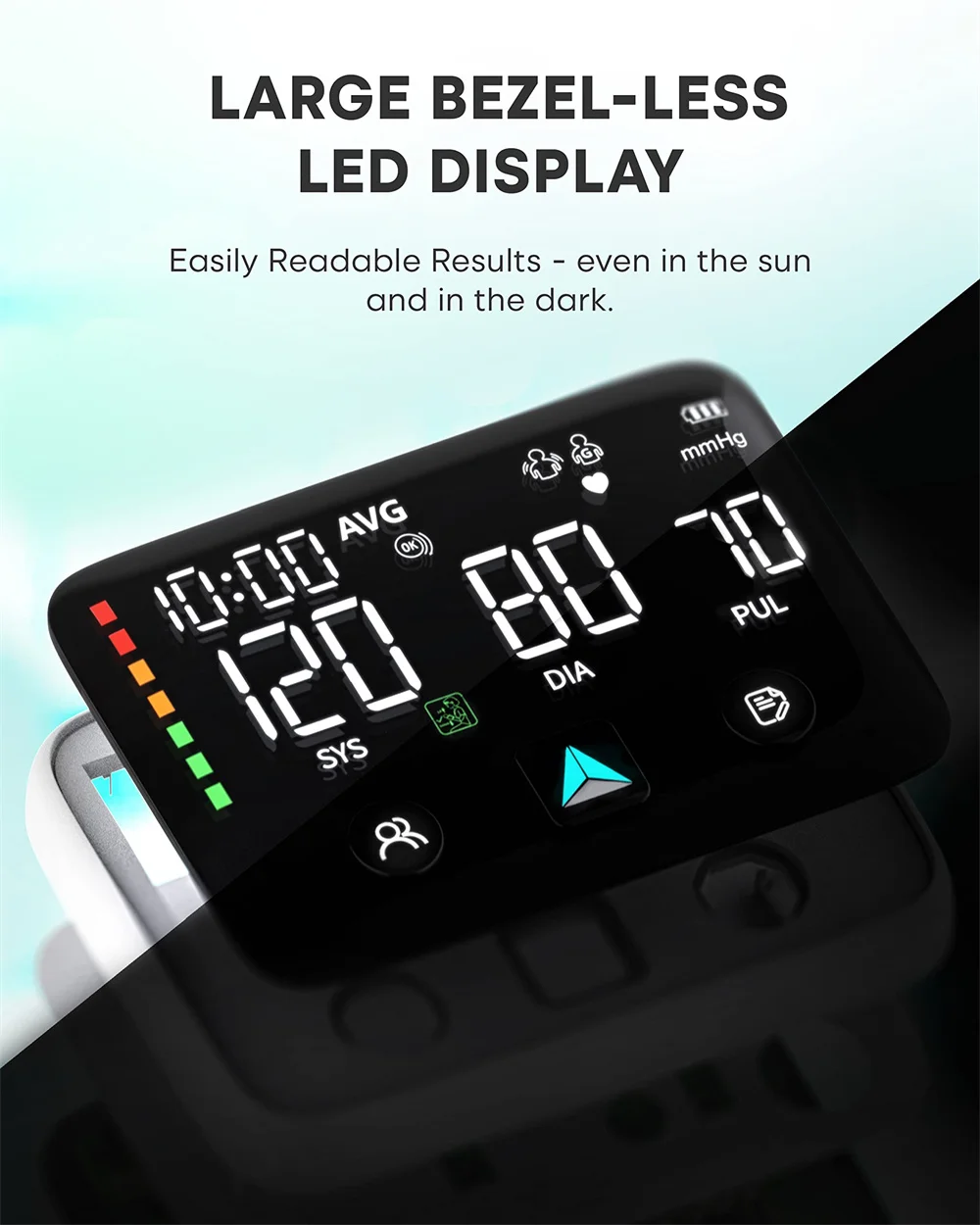Rechargeable Digital Automatic Wrist Blood Pressure Monitor Large LED Display Blood Pressure Machine with Voice Tensiometro