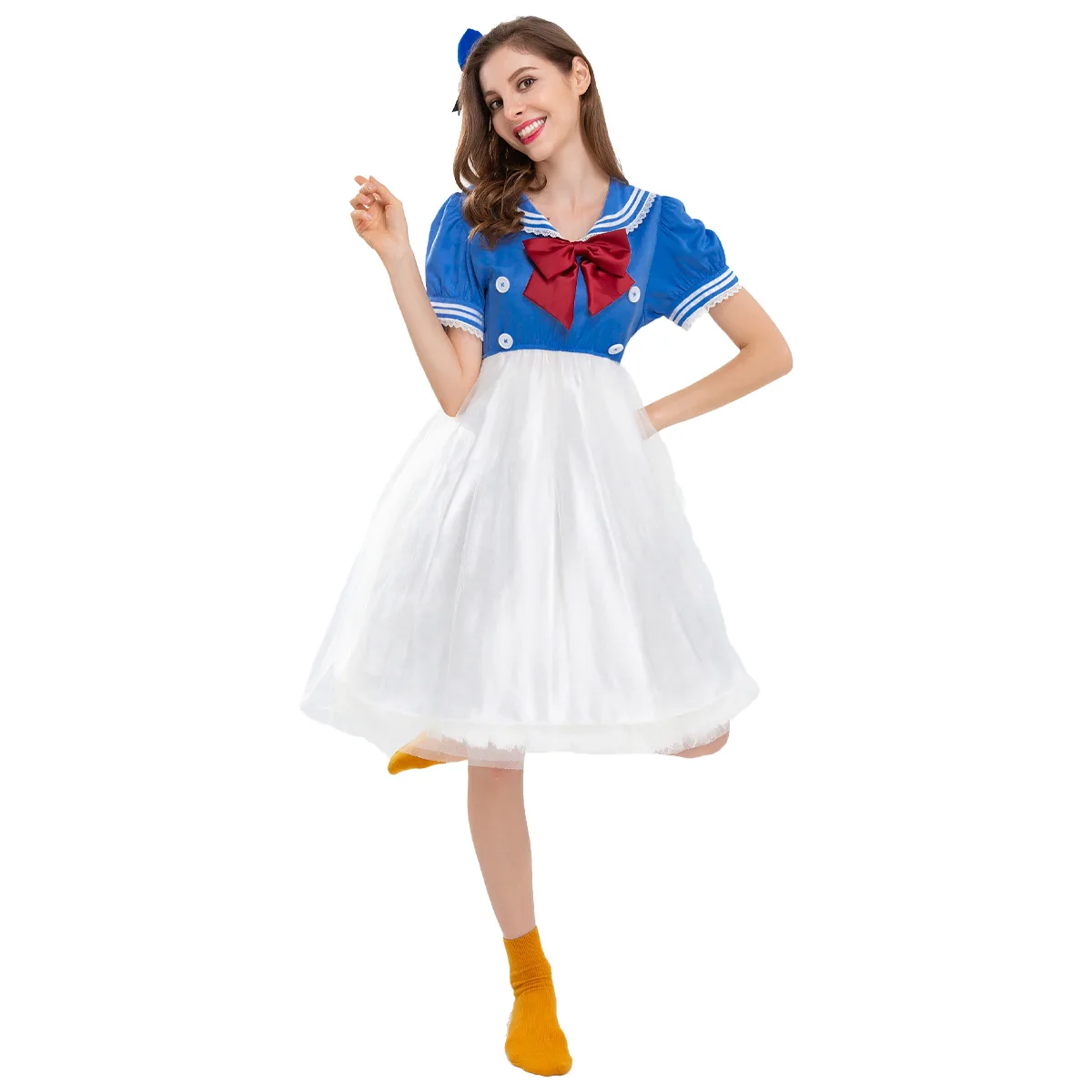 Halloween costume Donald Duck performance dress Japanese duck costume short sleeved navy sailor puffy skirt