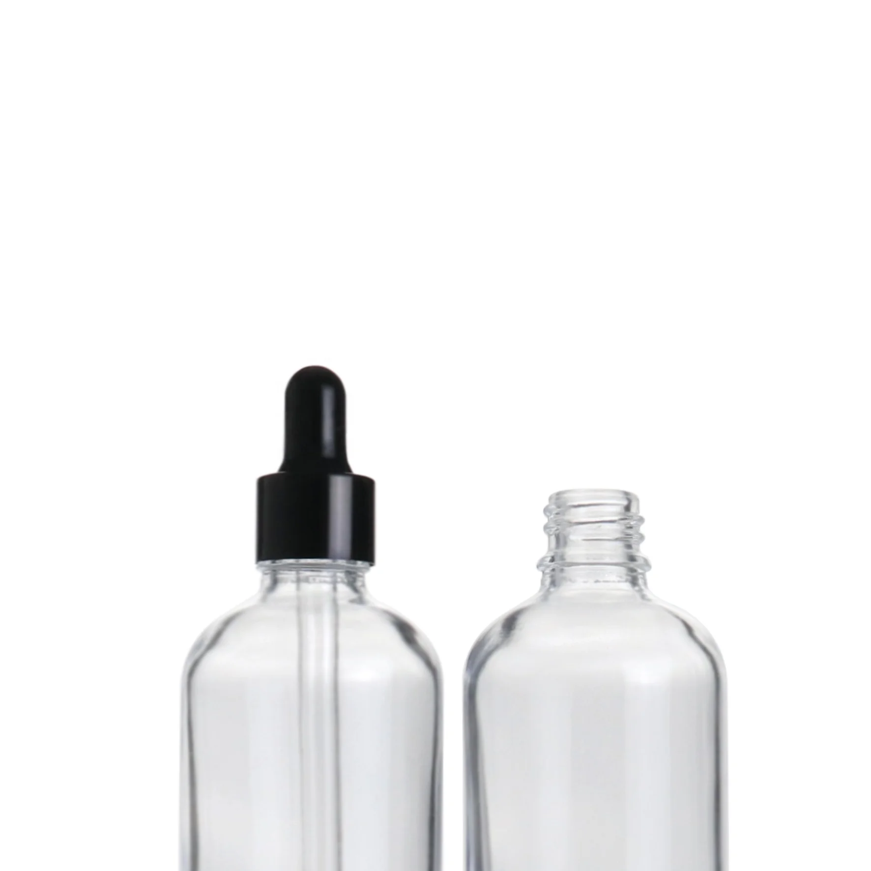 Wholesale empty clear lotion cosmetic packaging perfume 100 ml glass essential oil dropper bottle