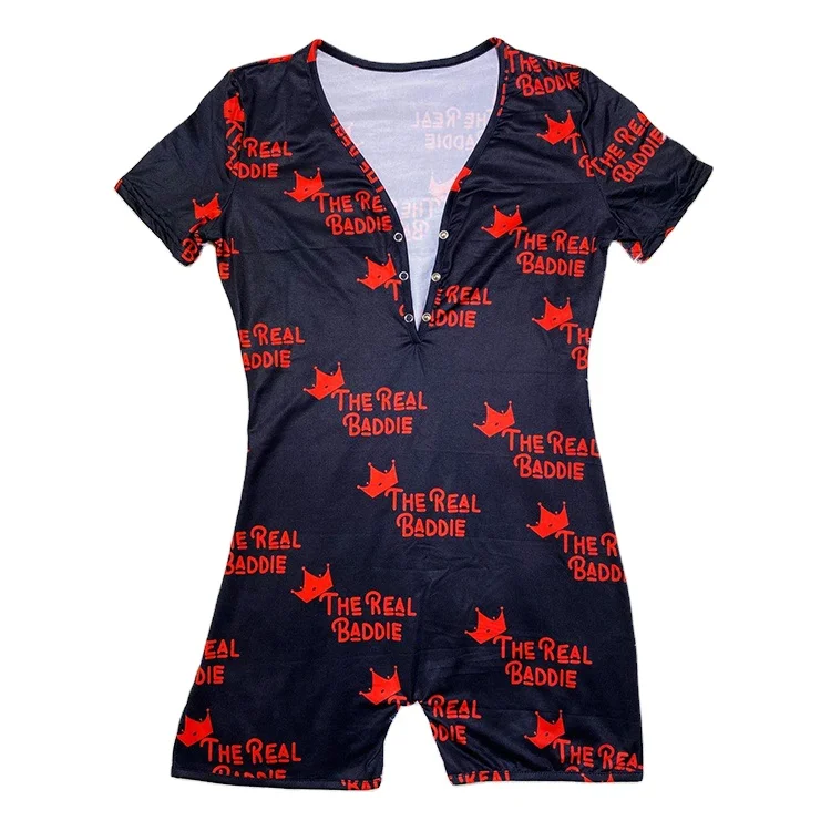 
Top Selling Pajamas Sexy Onesie Women Sleepwear the real baddie Onesie for women 