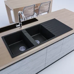 ZHONGYA Hot sell Luxury anti scratch kitchen quartz granite countertop for double bowl basin sink with drainboard