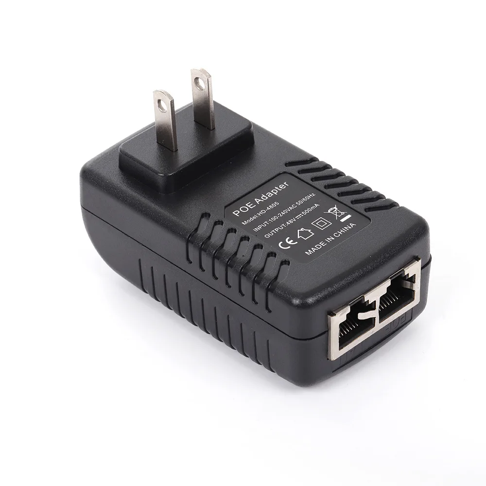 48V 0.5A 24W US plug PoE injector adapter Gigabit 1000Mbps Transmission