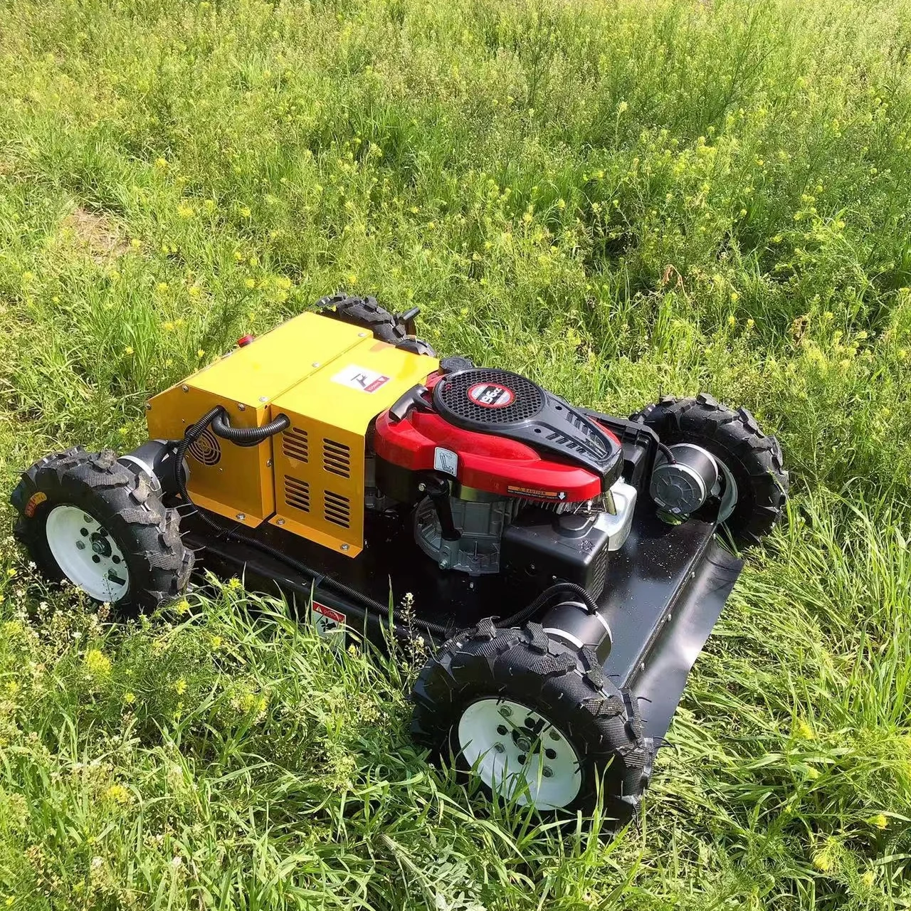 Household portable mini mower gasoline wheeled remote control mower wheeled automatic mower