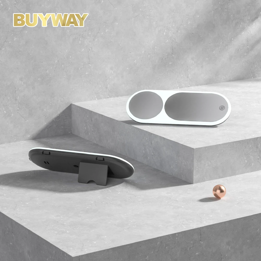 Rechargeable Universal Car Accessories Interior Vanity Mirror Portable Led Light Makeup Mirror Auto HD Cosmetic Sun Visor Mirror