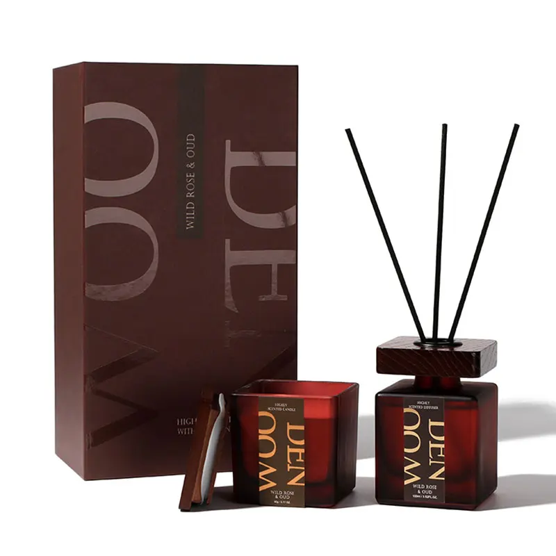Home Fragrance Gift Set with Reed Diffuser and Candle for Relaxing Atmosphere