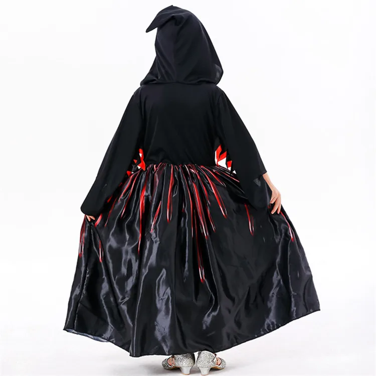 Supplier Wholesale Kids Halloween Costume Skeleton Girl Cosplay Wicked Witch Fancy Dress