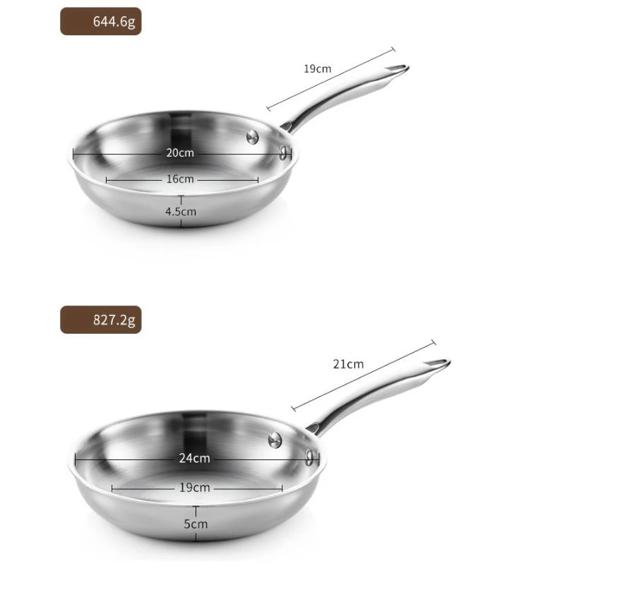 Stainless Steel Frying Pan with Stay-Cool stainless steel Handle - PFOA Free, Dishwasher and Oven Safe Saute Pans fry pan