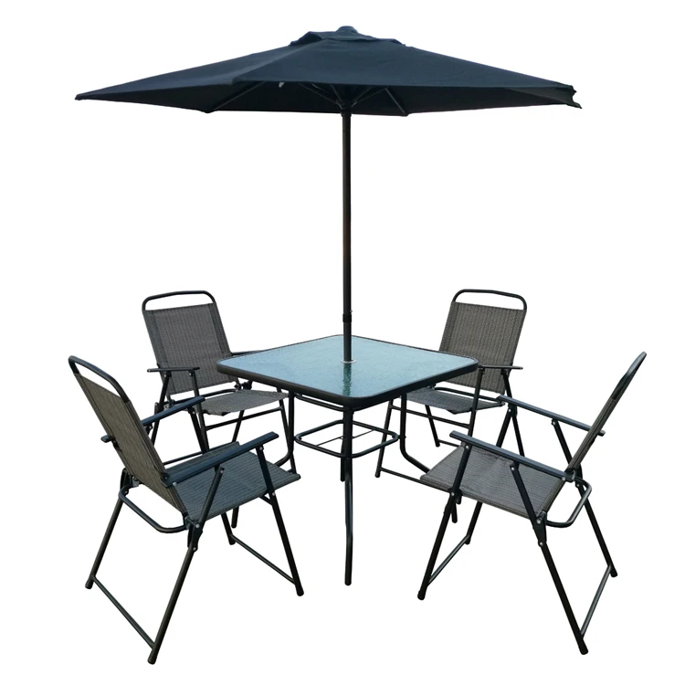 
Folding Chairs and Table Garden Outdoor bistro Furniture Set with Umbrella 