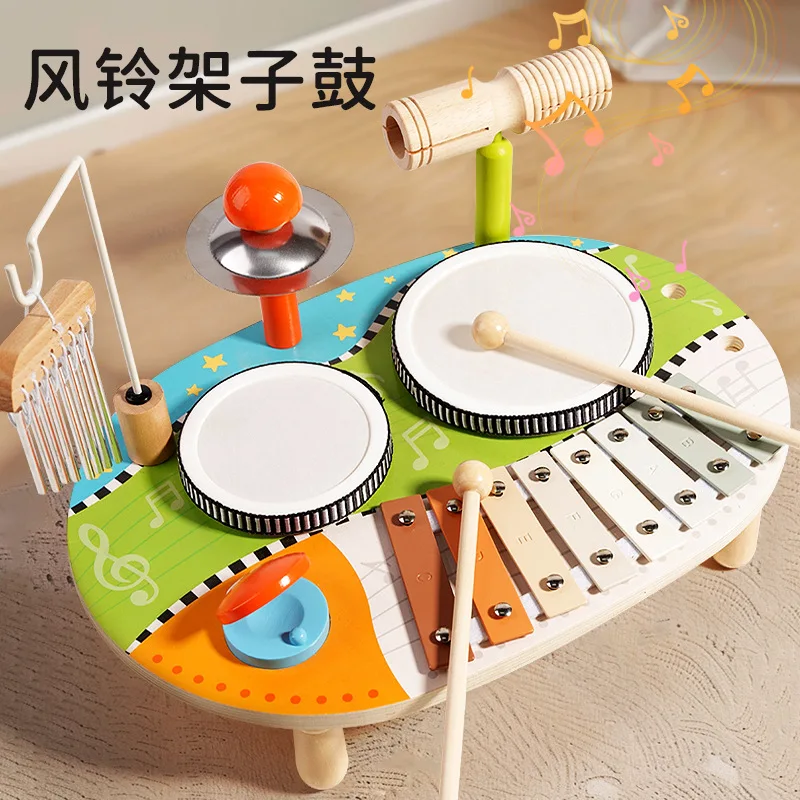 Wooden Drum Toy Set Puzzle Early Education Music Toy for Enlightening Children Wholesale Wooden Drum Toys