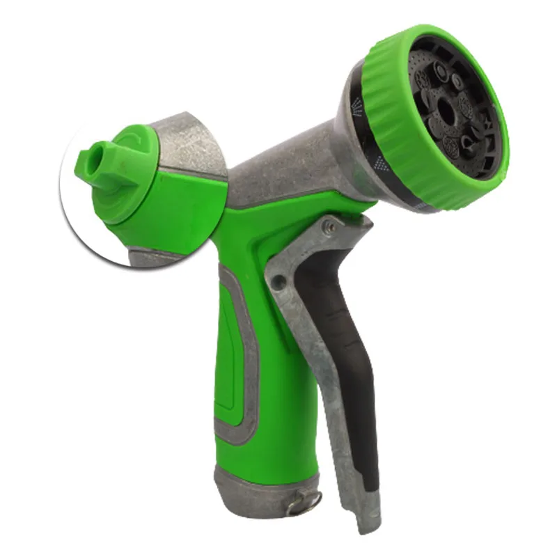 Water Spray Nozzle Soft Grip Support Garden Hose Spray Gun Nozzle 3/4 GHT Thread and Quick Connect Garden Hose Metal Zinc Alloy