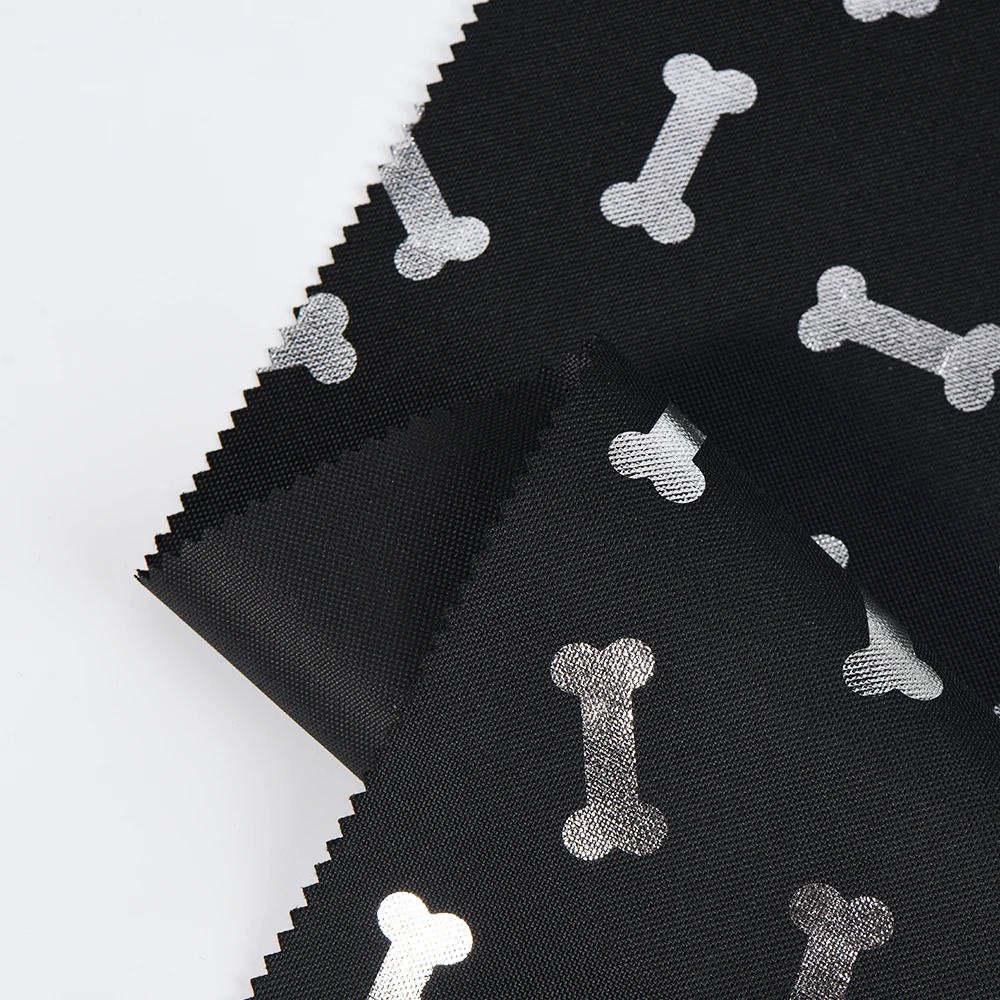 Factory Custom Silver Print 100% polyester 600D*68T PU Coated Waterproof Oxford Fabric for Pet Product Dog Bed