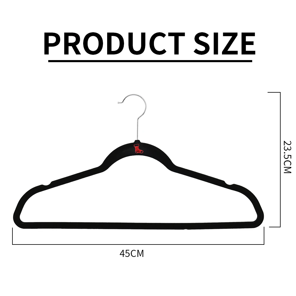 Hot sale 360 degree swivel coat hanger anti-slip hanger clothes short black  velvet hangers