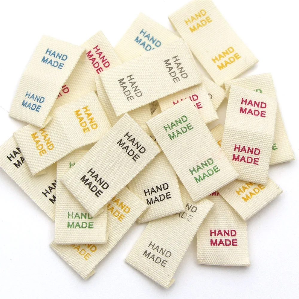 Cloth Labels Handmade Label Fold Tags Sheep Heart Pattern Hand Made Label For Knitted Hats Clothing Printed Sewing Accessories