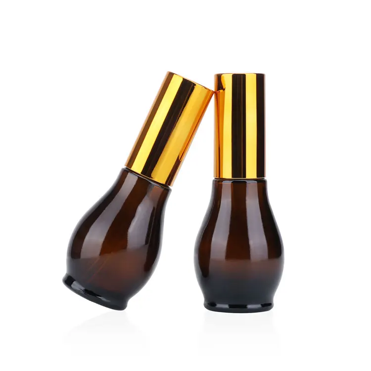 Unique calabash shape amber essential oil glass dropper bottle 10ml 20ml essential oil