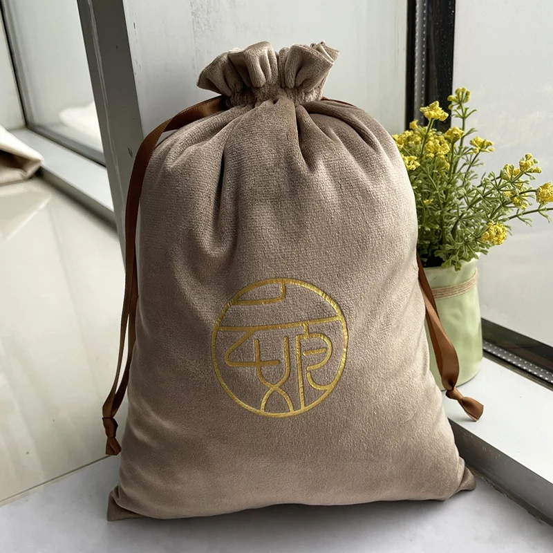 Роскошная бархатная сумка на шнурке с золотым принтом, бархатная сумка на шнурке под заказ