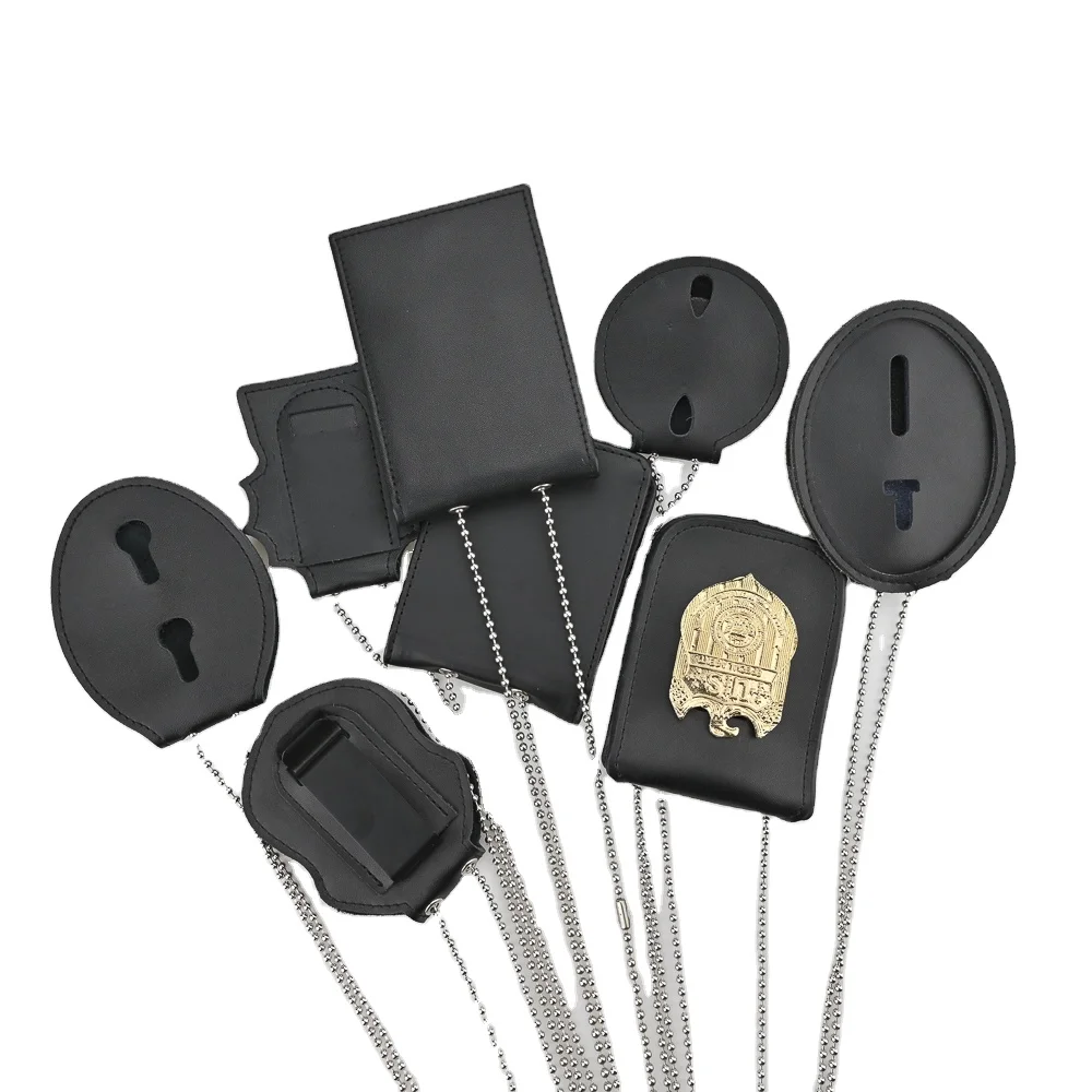 Китайская фабрика индивидуальные кожаные держатели для значков держатель из натуральной кожи с длинной цепочкой и дополнительным логотипом