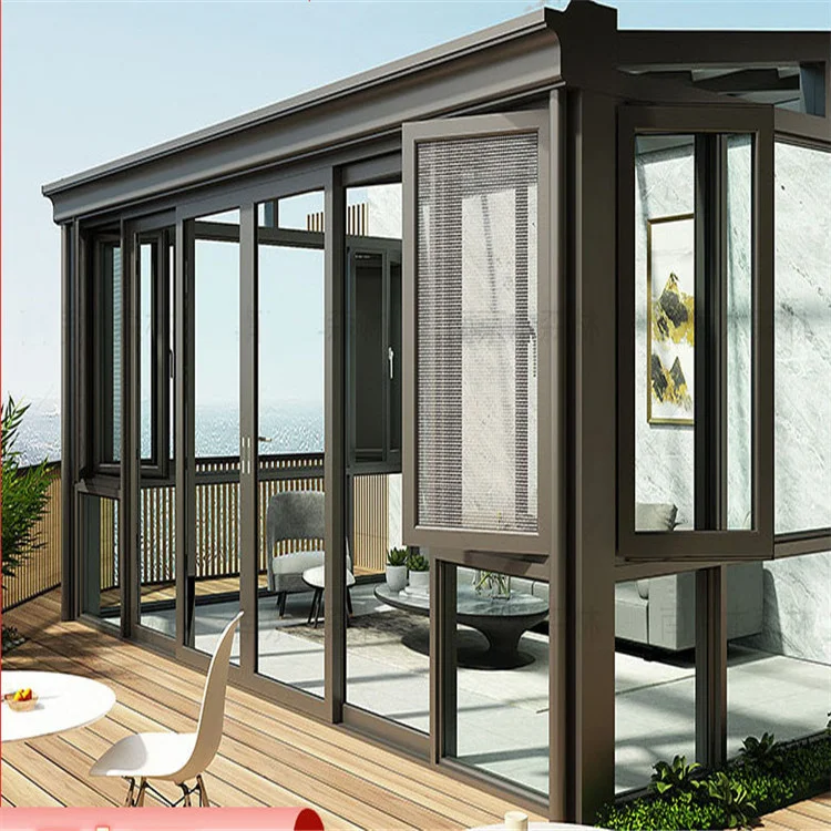 Best Quality Prefab Glass House Balcony Veranda Best Quality Houses Glass folding sunroom Modular Prefab Glass House