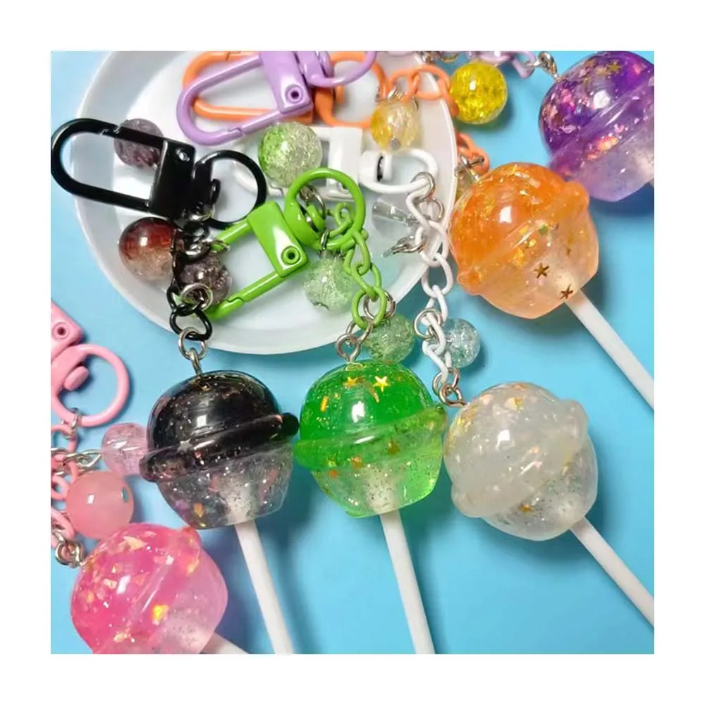 Kawaii Lollipop Resin Charm Pendant Custom Keychain Yiwu Factory