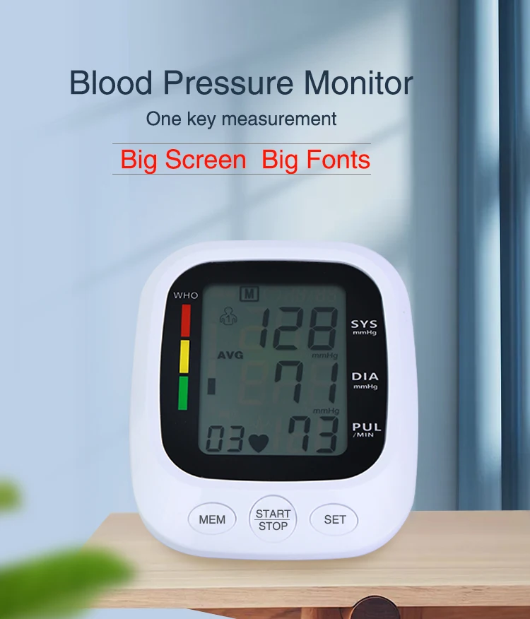 Factory Yonker large LCD Automatic Digital Smart sphygmomanometer Upper Arm meter blood pressure bp monitor