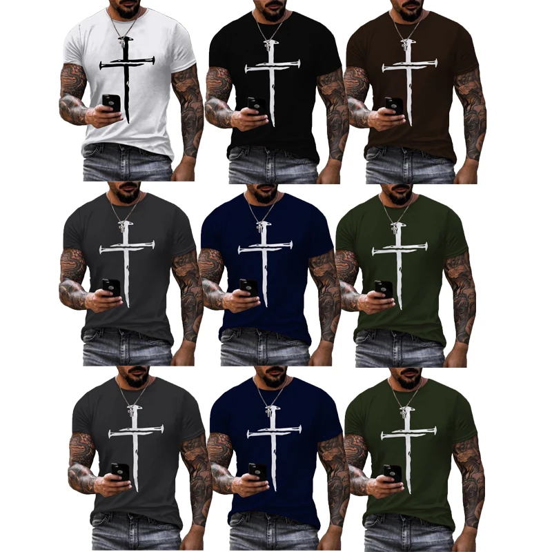2023 Jesus Christ Cross 3D Print T Shirts Men Summer Short Sleeve Digital Printing Top  Men  OEM ODM Tops 3D Shirt Tees