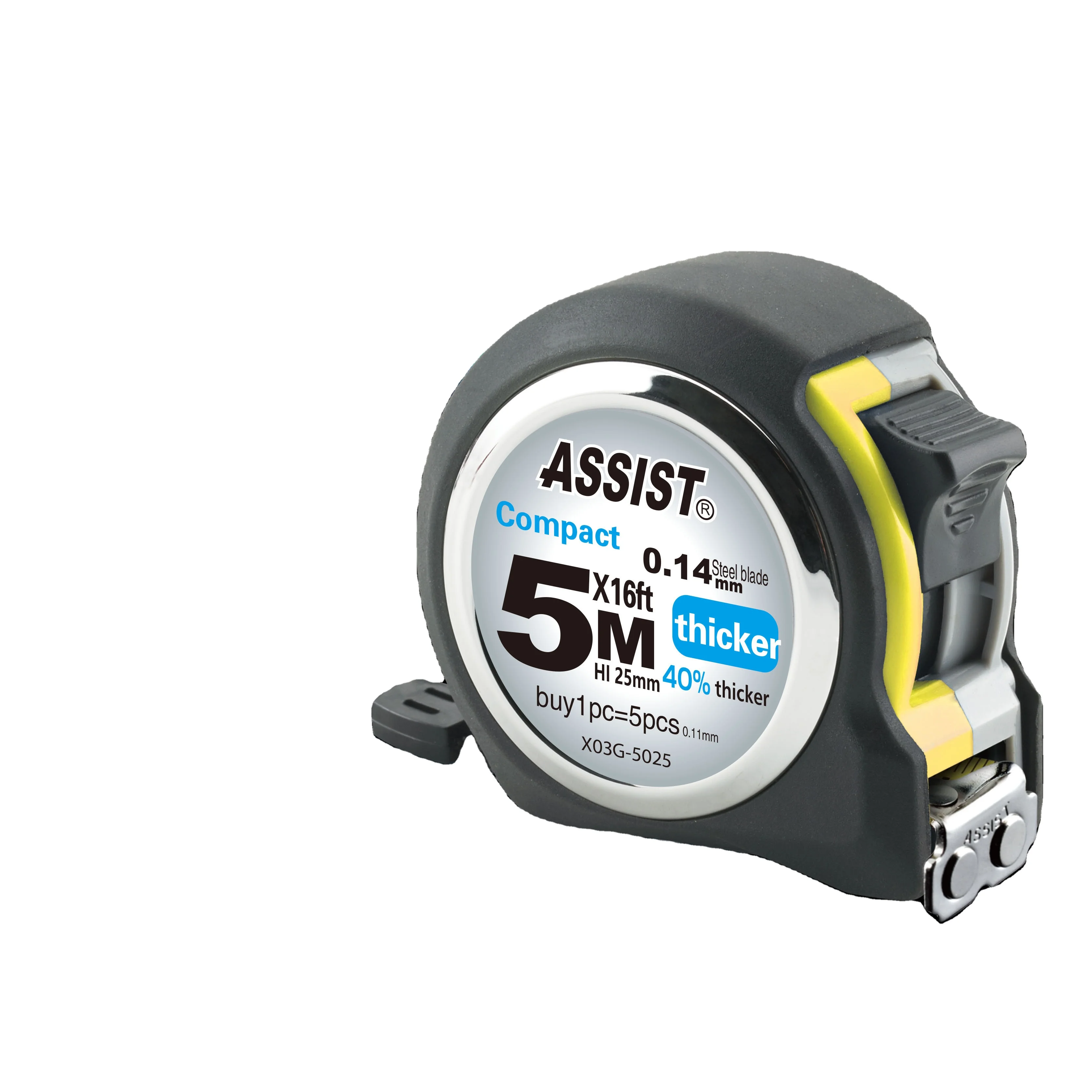 Assist 16 Foot Self Marking Tape Measure with Nylon Coating and Magnet Hook for construction mini measuring tape