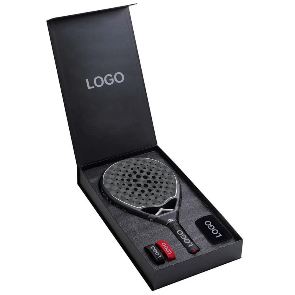 High End Tennis Padel Packing Hard Paperboard Large Magnetic Rackets Packaging Magnet Gift Box with Foam Insert and Handle
