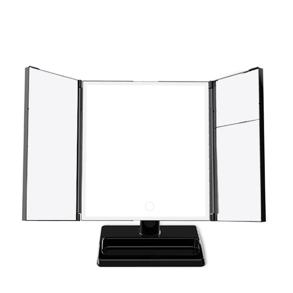 Touch Sensor Table Top Vanity Trifold Makeup Three Fold Make Up 10X Magnifying Tri Fold Makeup Mirror