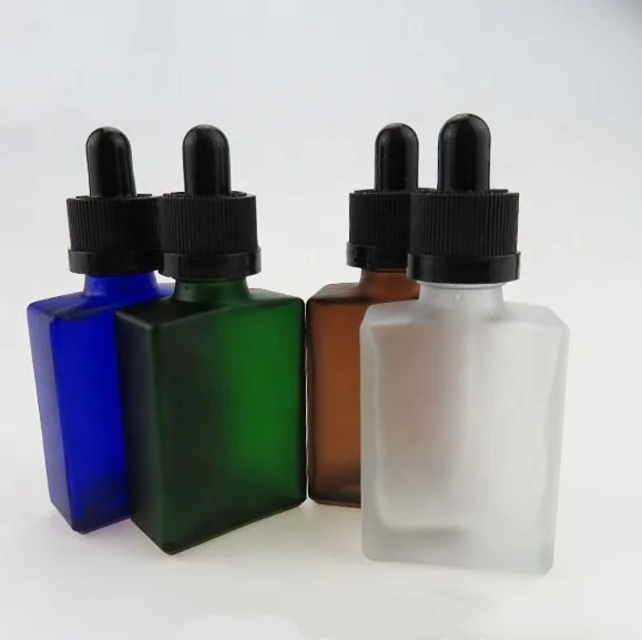15ml 30ml green color rectangle/square bottle glass dropper bottles for beard oil with pipette dropper