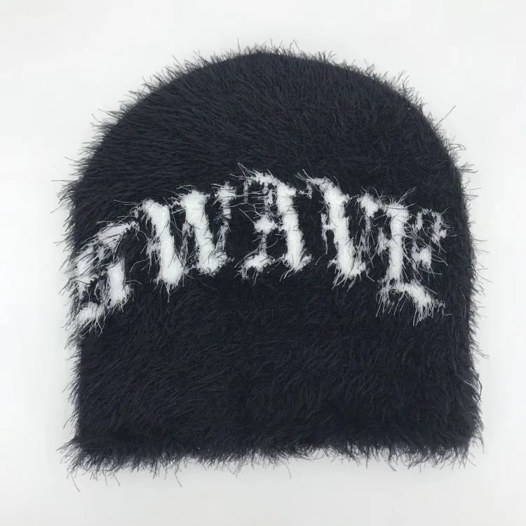 Custom Mohair  Winter Hat Outdoor Unisex Mohair Material Beanie Hat