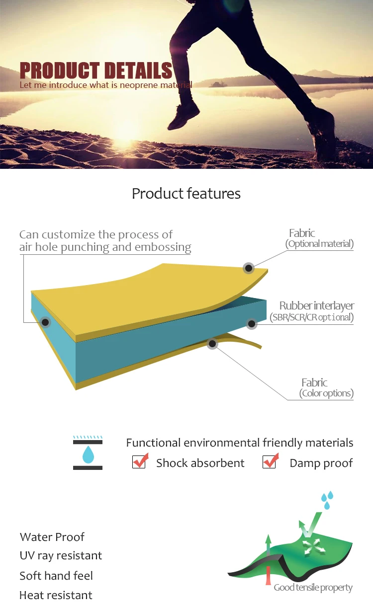 1mm-10mm Customized Design Thickness Neoprene Rubber Sheet Fabric Roll Sales