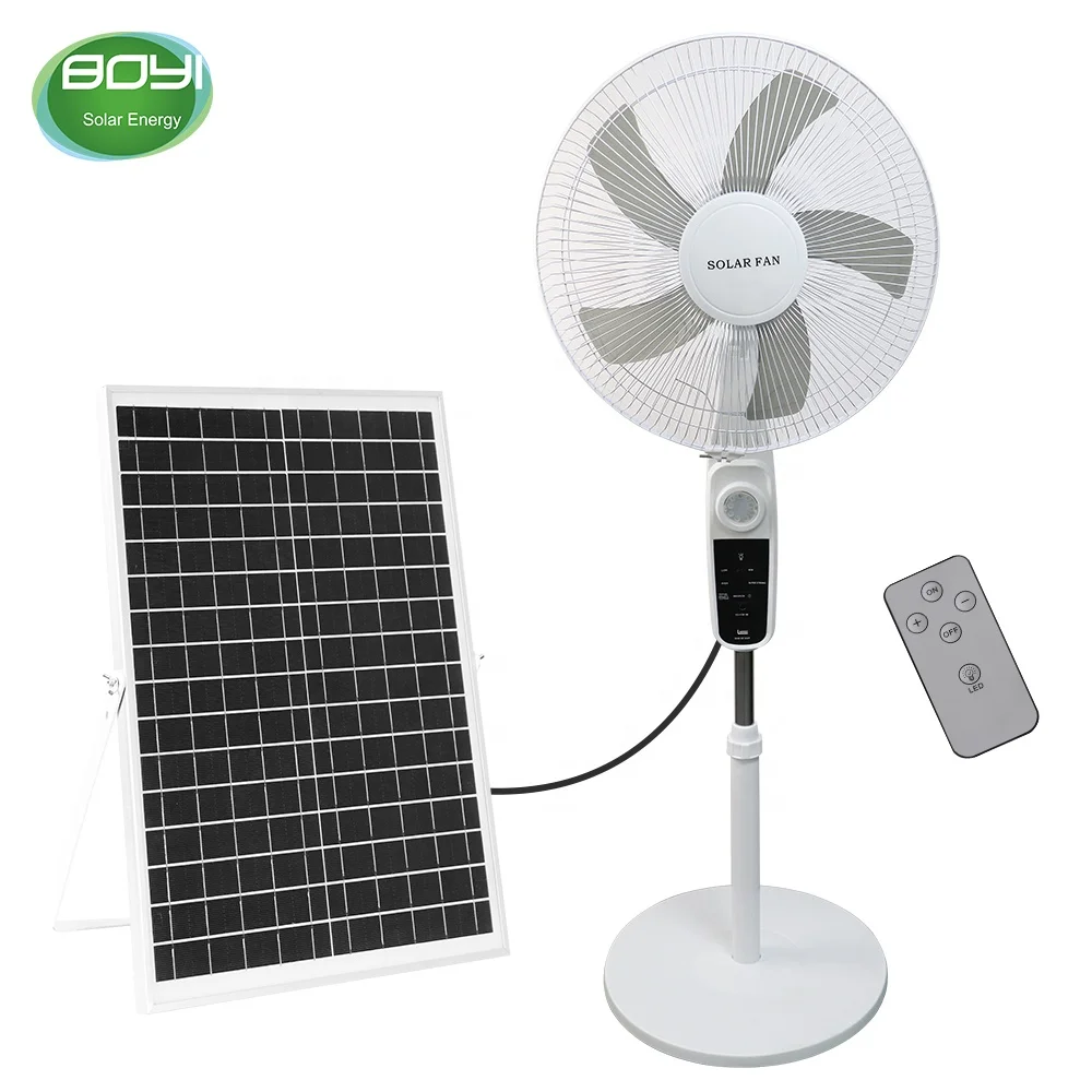 16-inch silent fan Four wind speeds two charging methods Long life solar charging 12v fan