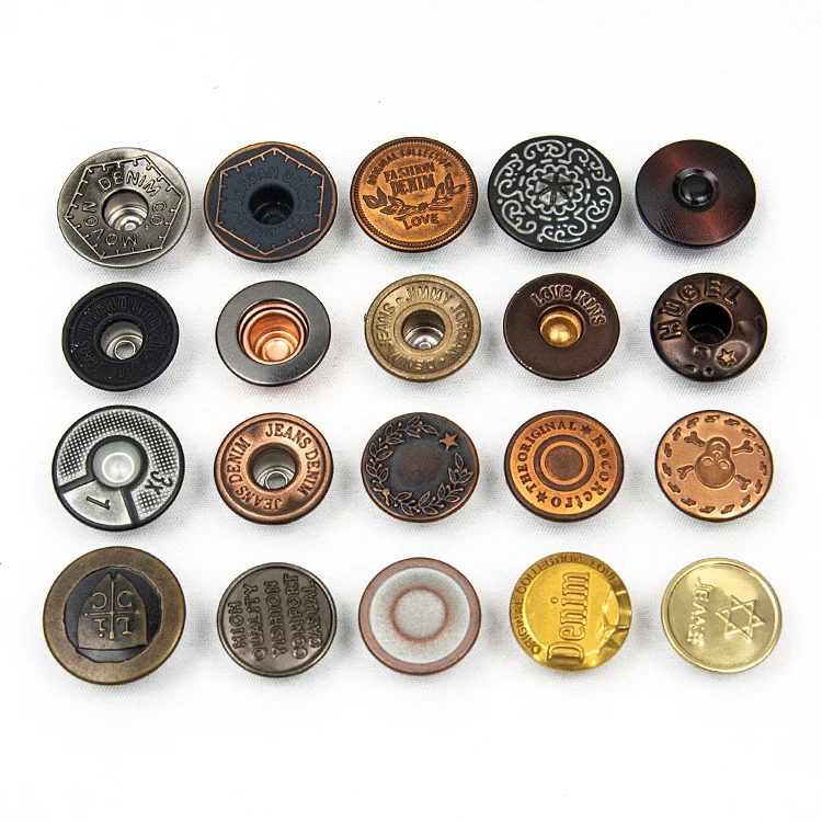 High quality Iron metal brass tack jacket mens clothes brand logo jean denim buttons and rivets custom buttons for denim jeans