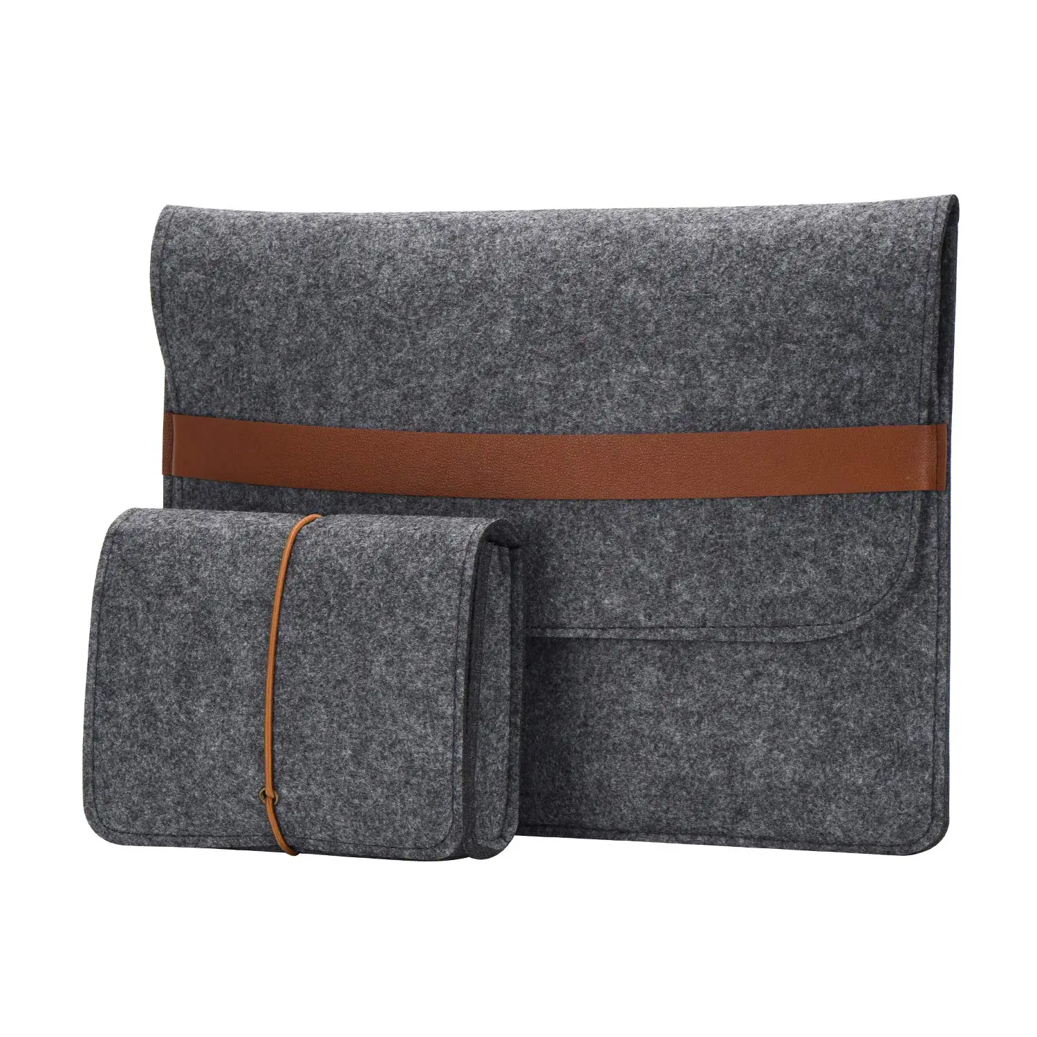 2024 New Felt Laptop Case 13/14 inch Briefcase with Leather Multiple Pockets Large Capacity Customizable