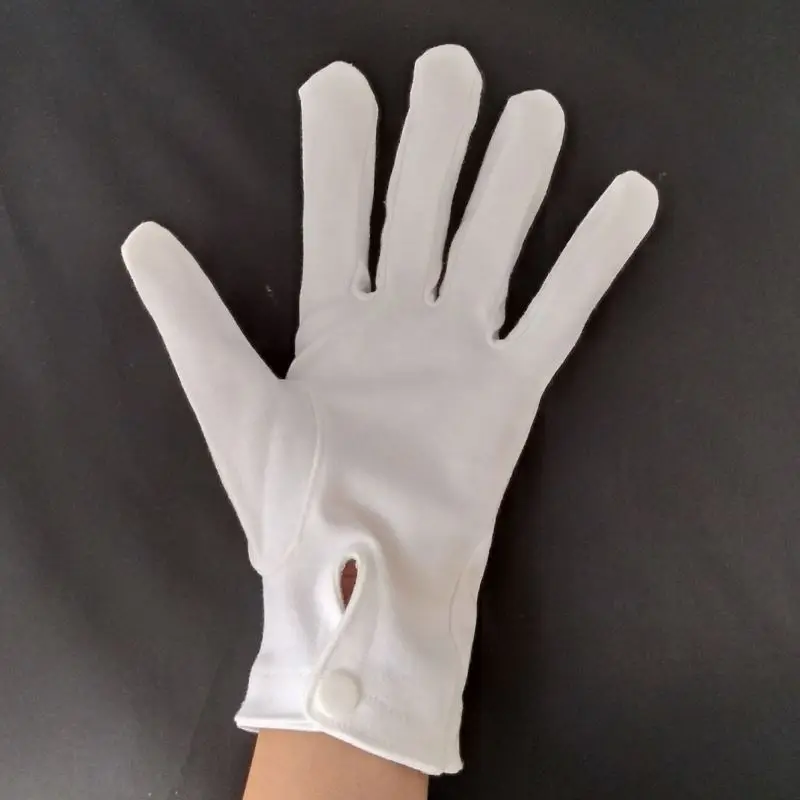 Top Quality Sfive Logo Blue White Gold Square Masonic Freemason Regalia White 100% Cotton Hand Embroidered Gloves